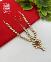 Traditional Gold Plated Kundan Matha Patti For Brides Matha Patti